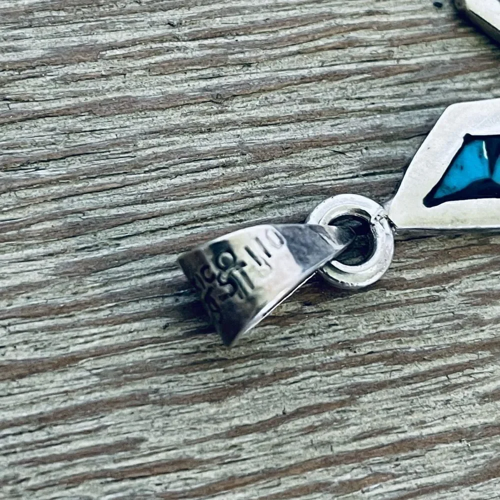 Silver Turquoise Southwest Aztec Mexico Cross Pendant